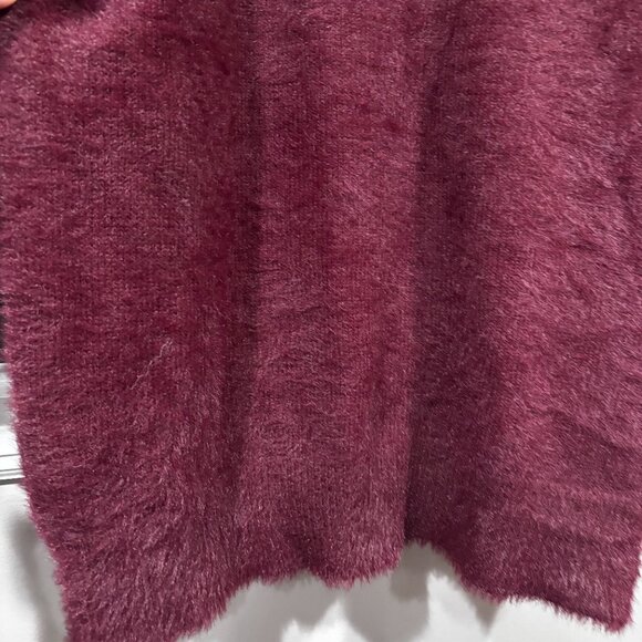 CeCe Women's Burgundy Short Sleeve Mock Neck Eyelash Knit sweater SZ: XL - Picture 7 of 13